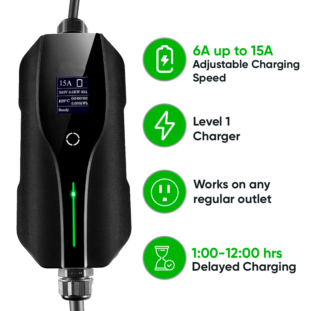 Level 1 NEMA 5-15EZ EV Charger Retractable Reel with 23FT of cable - EV  Chargers USA